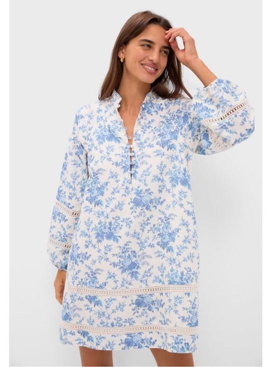 Tuckernuck Dresses & Skirts - TUCKERNUCK Forget Me Not Floral Cotton Linen Mini Maryse Caftan